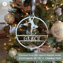 Sports Ornament Personalized - 3 pack - 30 Sports Theme Styles - Metal Christmas Ornaments