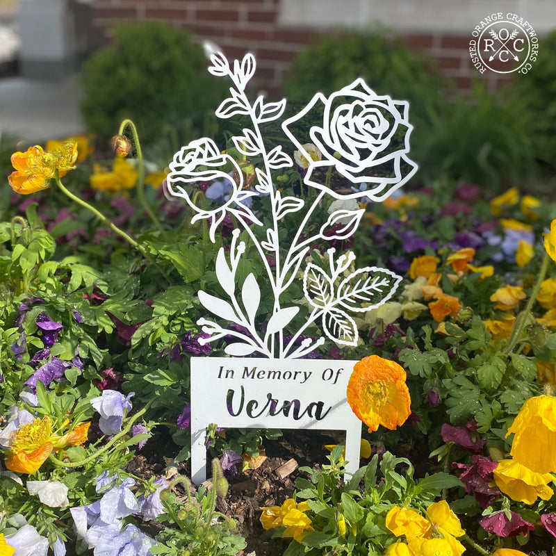 Flower Bouquet Stake - Metal Cutout Memorial Stake for Loved Ones