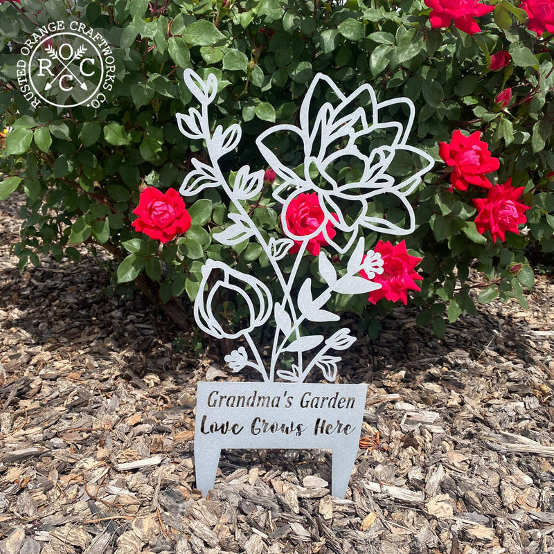 Flower Bouquet Stake - Metal Cutout Memorial Stake for Loved Ones