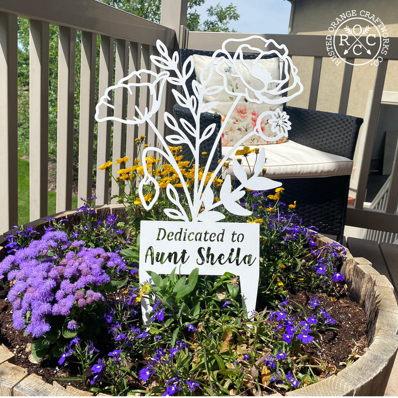 Flower Bouquet Stake - Metal Cutout Memorial Stake for Loved Ones