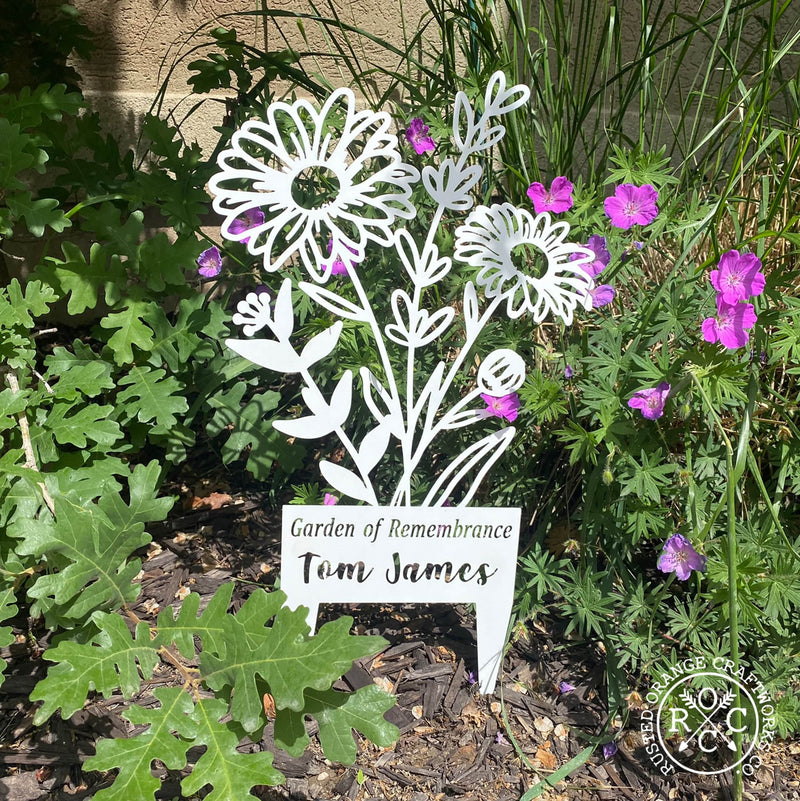 Flower Bouquet Stake - Metal Cutout Memorial Stake for Loved Ones