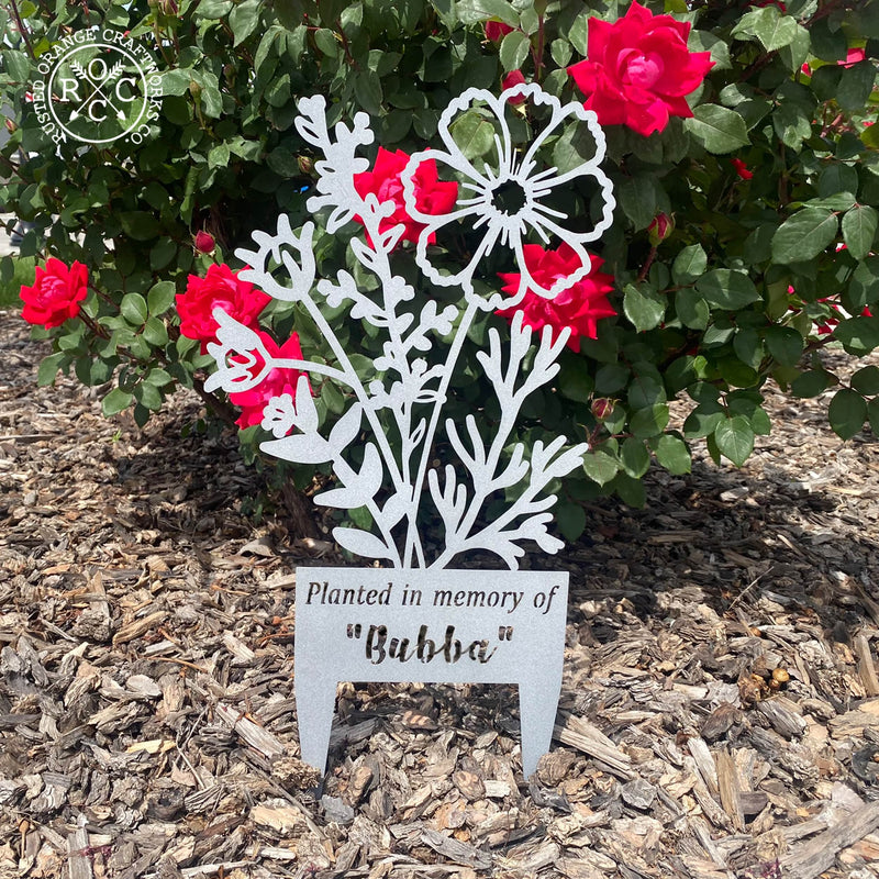 Flower Bouquet Stake - Metal Cutout Memorial Stake for Loved Ones