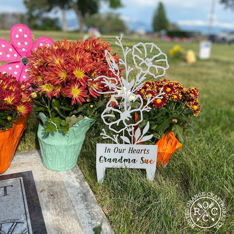 Flower Bouquet Stake - Metal Cutout Memorial Stake for Loved Ones