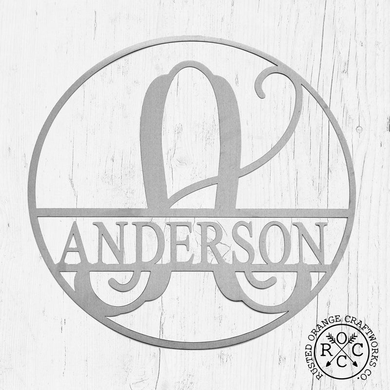 Circle Monogram With Name -  Monogram Last Name Signs for Home