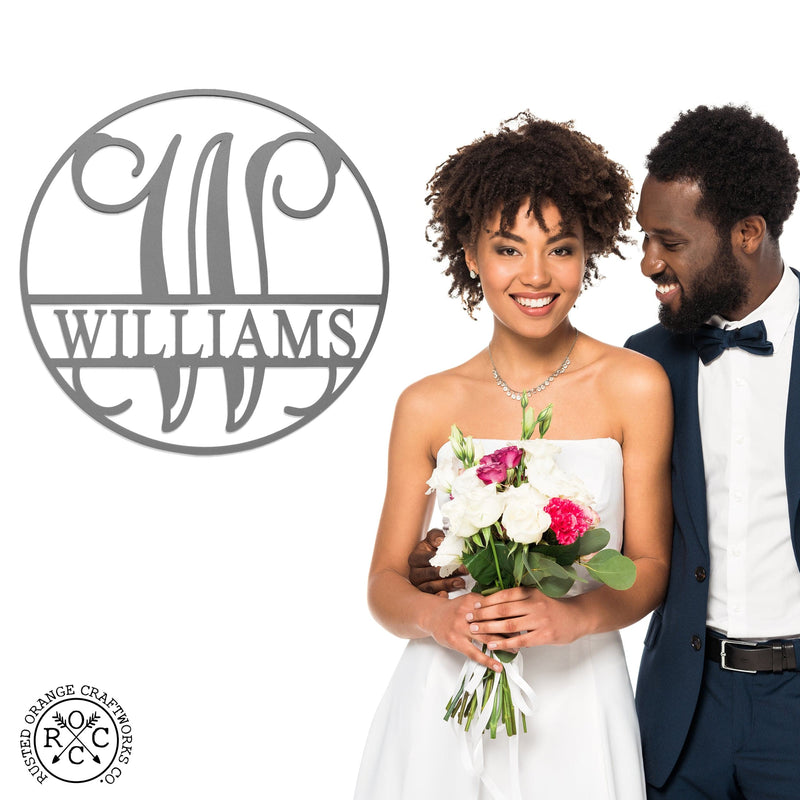 Circle Monogram With Name -  Monogram Last Name Signs for Home