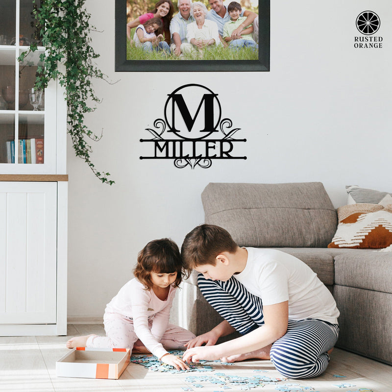 Austen Monogram - 2 Sizes - Metal Name Signs Personalized Monogram