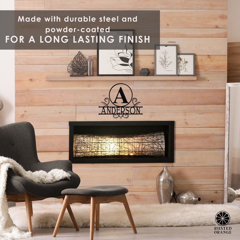 Austen Monogram - 2 Sizes - Metal Name Signs Personalized Monogram