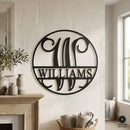 Circle Monogram With Name -  Monogram Last Name Signs for Home