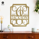 Embellished Monogram Sign with Established Date – Custom Family Name Metal Wall Art | Wedding Gift | Housewarming Décor
