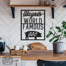 World Famous BBQ - BBQ Grill House Decor Personalized Name Sign