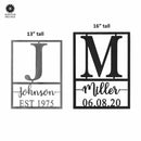 Weston Name and Date Monogram - 2 Sizes - Custom Metal Rectangle Monogram with Name and Date Sign