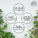 Minimalist Summer Greetings - Patriotic or Summer Metal Sign for Front Door Wreath