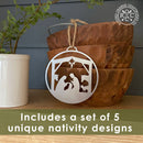 Nativity Ornaments - 5 pack - Metal Christmas Tree Ornaments