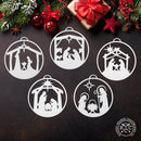 Nativity Ornaments - 5 pack - Metal Christmas Tree Ornaments