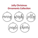 Jolly Christmas Ornaments - 5 pack - Metal Christmas Tree Ornaments
