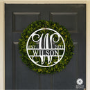 Established Circle Name and Date Monogram - Custom Wreath Hanger Wall Decor