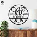 Established Circle Name and Date Monogram - Custom Wreath Hanger Wall Decor