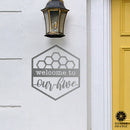 Hexagon Door Greetings - Welcome to Our Home Modern Rustic Word Art