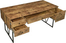 Rustic 63 Inch Writing Desk with Four Storage Drawers