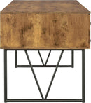 Rustic 63 Inch Writing Desk with Four Storage Drawers