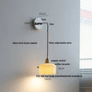 Rustic ash wood led wall light with pull chain – bedroom lamp