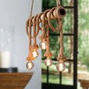 Rustic bamboo hemp rope pendant lights kitchen chandelier