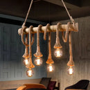 Rustic bamboo hemp rope pendant lights kitchen chandelier