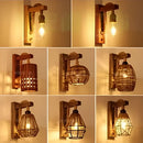 Rustic bamboo wicker wall lamp – bedroom rattan sconce