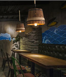 Rustic barrel industrial chandelier dining room wood pendant light