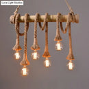 Rustic beige rope island light bamboo kitchen pendant