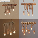 Rustic beige rope island light bamboo kitchen pendant