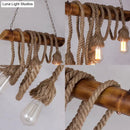 Rustic beige rope island light bamboo kitchen pendant