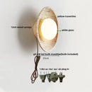 Rustic beige travertine base led wall light bedroom sconce