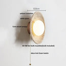 Rustic beige travertine base led wall light bedroom sconce