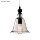 Rustic black bell glass ceiling pendant lamp kitchen lighting