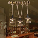 DecorBites™ Farm Birdcage Island Lamp: 3-Light Metallic Hanging Ceiling Light with Jute Rope Cord