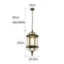 Rustic black & brass outdoor hanging lantern light patio fixture
