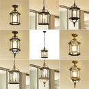 Rustic black & brass outdoor hanging lantern light patio fixture