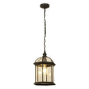 Rustic black & brass outdoor hanging lantern light patio fixture