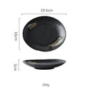 Rustic black ceramic sushi plate and bowl set dining room gold accent