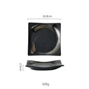 Rustic black ceramic sushi plate and bowl set dining room gold accent