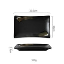 Rustic black ceramic sushi plate and bowl set dining room gold accent