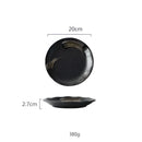 Rustic black ceramic sushi plate and bowl set dining room gold accent