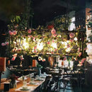 DecorBites™ Industrial Metal Rectangle LED Island Lamp - Black Finish, 4 Heads, Flower Design - for Restaurant