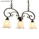 Rustic black floral swirls frosted white island lamp kitchen light