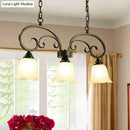 Rustic black floral swirls frosted white island lamp kitchen light
