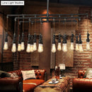 DecorBites™ Rustic Black Iron Industrial Pipe LED Island Chandelier for Restaurants