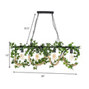 DecorBites™ Black Metal 4-Light Linear Island Lamp with Hanging Artificial Plant - Lodge Style