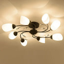 Rustic black opal glass semi flush light – living room chandelier