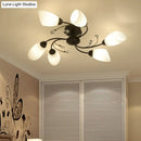 Rustic black opal glass semi flush light – living room chandelier